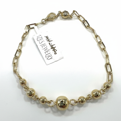 14K Yellow Gold Bracelet IZES JEWELRY Golden Beads Dainty Minimalist Chain Link