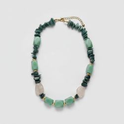 Handmade Green Stone Necklace Women's Gemstone Jewelry Aventurine Quartz Bold Design