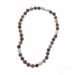 Handmade Natural Stone Beaded Necklace - Unique Earth Tone Men's Women's Jewelry Gift