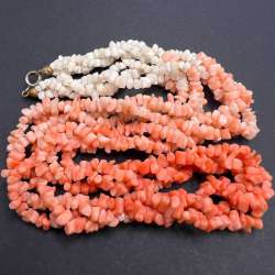 1980s Vintage Natural Coral Necklace White Salmon Beads Handmade Gift