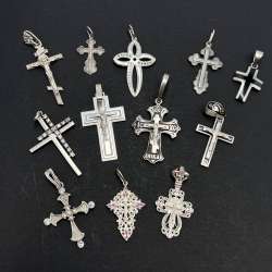 Lot of 12 Sterling Silver 925 Christian Religion Crosses Stamped NOT Scrap 35 gr