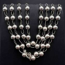 Vintage Sterling Silver 925 Bead Chain Necklace 145cm Long Estate Jewelry 83g