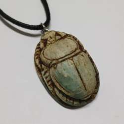 Elegant Egyptian scarab necklace with a handcrafted vintage-style stone design