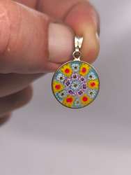 Genuine Murano Millefiori Pendant  Italian Handcrafted Venetian Glass Jewelry