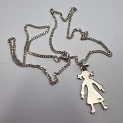 Sterling Silver 925 Cute Girl Pendant Necklace Women’s Jewelry 5.48g