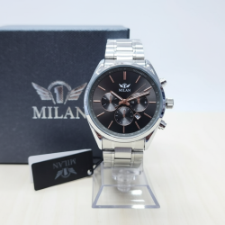 Milan Luxury Men's Chronograph Silver Steel Watch Elegant Premium Design