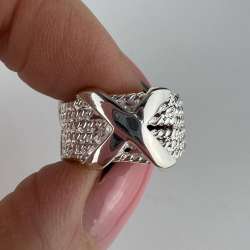 Huge Sterling Silver 925 Women's Jewelry Ring Signed 5 gr Size 5.5