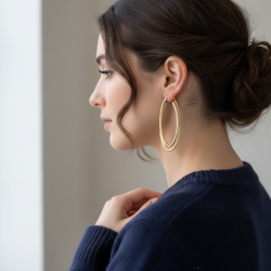 14K Yellow Gold Double Oval Hoop Earrings — Modern, Elegant & Eye-Catching