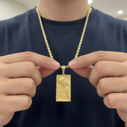 14K Yellow Gold Jesus Christ Pendant Radiant Crosses Religious Faith Charm