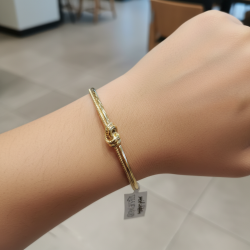 14K Yellow Gold Bangle Bracelet Hinged Knot Design Women's Fine Jewelry Gift