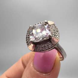 Vintage Cute Ring Gilt Sterling Silver 925 Stone Jewelry Women's Stamped S 8.5US