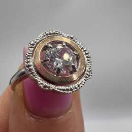 Vintage Cute Ring Gilt Sterling Silver 925 Stone Jewelry Women's Stamped Size 7U