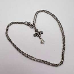 Sterling Silver 925 Cross Pendant Necklace Vintage Style