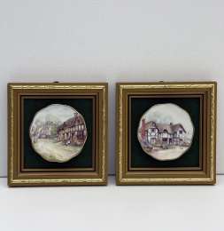 Pair of Vintage Framed Porcelain Wall Plaques England
