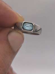 Handcrafted 925 Sterling Silver Ring with Rectangular Blue Stone – Artisan Vinta
