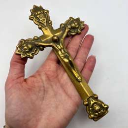 Vintage Bronze Orthodox Crucifix Priest Liturgical Cross Wall Hanging Christian