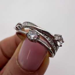 Vintage Used Ring Sterling Silver 925 Stone Jewelry Women's Cut Signed Size 7 US