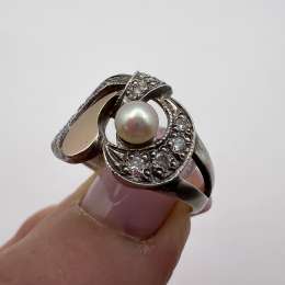 Vintage Ring Gilt Sterling Silver 925 Stone Jewelry Women's Cut Signed Size 8 US