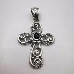 Vintage Cross pendant  made of 925 silver,handmade, Agate 8,01g