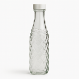 Vintage SodaStream Bottle UK Made Embossed Glass Twist Design with White Screw
