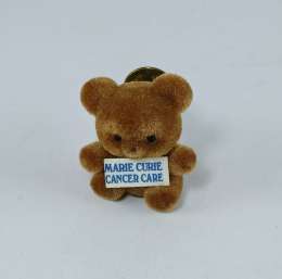 VTG Marie Curie Teddy Bear Pin 3D Brown Velvet 1