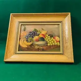 VTG Oil Painting Still Life Fruit Signed R. Rhodes 1976 Impressionist 11.5