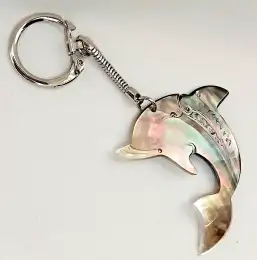 Handmade Dolphin Keychain Nature Seashell Fish Shape Souvenir from Moorea 4.5