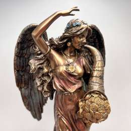 Fortuna Goddess Statue Figure with Cornucopia Bronze Finish Figurine Gift 29cm