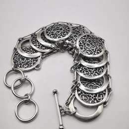 Vintage Beautiful Bracelet Jewelry,925 Sterling Silver, Handmade,seal,  41,08g