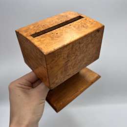 Vintage Karelian Birch Burl Cigarette Box USSR 1950s Wood Dispenser Holder Decor