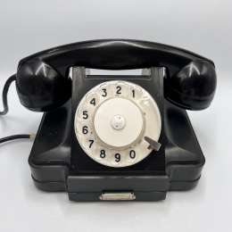 1963 Vintage Black Bakelite Rotary Dial Desk Phone Soviet USSR Retro Decor