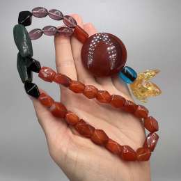 Vintage Natural Carnelian Prayer Beads – Handmade Prison Art Rosary, 33 Beads