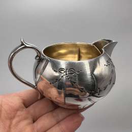 William Hutton Sheffield Gilt Silver Plated Creamer Antique Jug England Marked