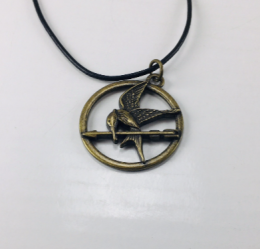 Lions Gate Mockingjay Arrow Pendant Brass Necklace Signed LGF Hunger Games Style