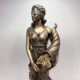 Fortuna Goddess Statue Figure with Cornucopia Bronze Finish Figurine Gift 30cm