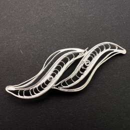 Vintage USSR Filigree Silver 960 Brooch Openwork Hallmarked 750 960
