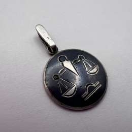 Vintage USSR Silver 875 Libra Zodiac Pendant Soviet Jewelry Scales Symbol 3.7g
