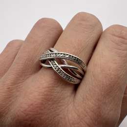 Sterling Silver 925 Ring Size 7 Elegant Crisscross Design Vintage Style Statemen