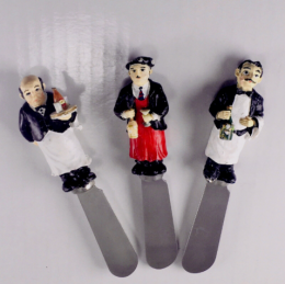 Guy Buffet Boston Waiter Cheese Spreaders Set of 3 Stainless Resin Art Flatware