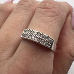Used Sterling Silver 925 Ring Stone Jewelry Women's Stamp Beautiful Size 8US