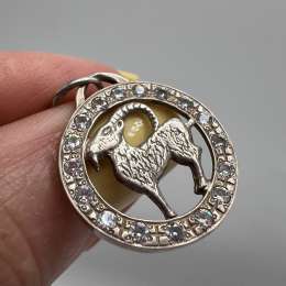 Vintage Pendant Deer 925 Sterling Silver Cubic Zirconia Marked Unisex 2.45 gr