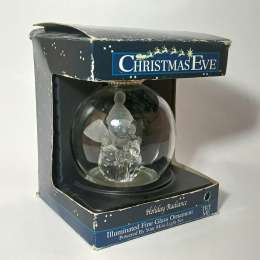 Christmas Eve Holiday Radiance Illuminated Fine Glass Snowman Ornament Powered