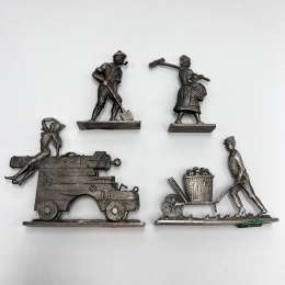 Vintage German Pewter Figurines Miniatures Set 4 Vogel Rein Zinn Folk Life 1980s