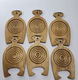 Vintage Drinks Coasters Wooden Natural Handmade Serving Cups Set of 6 Japan