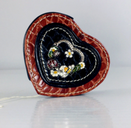 Brighton Ladybug Heart Compact red black make-up Mirror Leather Floral Rare