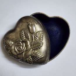 Vintage Heart Jewelry Box Largentiere Italian Style Zinc Alloy Metal 223.5 gr