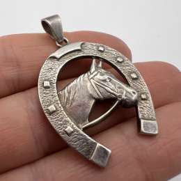 Vintage Sterling Silver 925 Horseshoe Horse Pendant Lucky Charm 7.3g