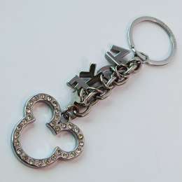 Vintage Disney Mickey Mouse Keychain Chrome Letters Rhinestone Ears 90S China