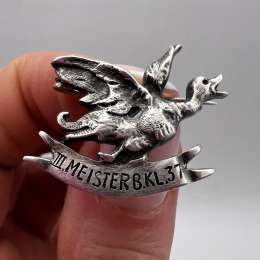 Vintage 800 Silver Shooting Award Brooch Austria Hungary 1920s Meister III 5gr