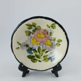 Signed Israeli Hand-Painted Ceramic Plate Vibrant Floral FolkArt Vintage Artisan